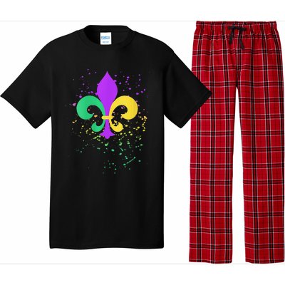 festival Mardi Gras Fleur De Lis Paint Splatter NOLA Pajama Set