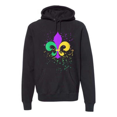 festival Mardi Gras Fleur De Lis Paint Splatter NOLA Premium Hoodie