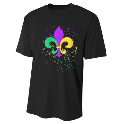 festival Mardi Gras Fleur De Lis Paint Splatter NOLA Performance Sprint T-Shirt