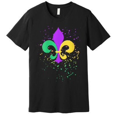 festival Mardi Gras Fleur De Lis Paint Splatter NOLA Premium T-Shirt