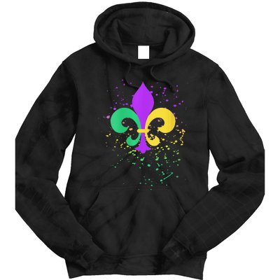 festival Mardi Gras Fleur De Lis Paint Splatter NOLA Tie Dye Hoodie