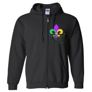 festival Mardi Gras Fleur De Lis Paint Splatter NOLA Full Zip Hoodie