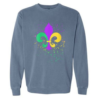 festival Mardi Gras Fleur De Lis Paint Splatter NOLA Garment-Dyed Sweatshirt