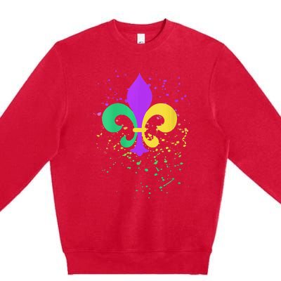 festival Mardi Gras Fleur De Lis Paint Splatter NOLA Premium Crewneck Sweatshirt