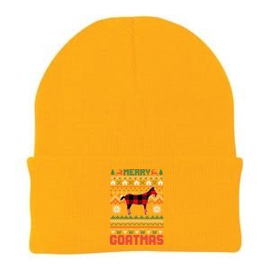 Funny Merry Goatmas Ugly Christmas Sweater Goat Santa Hat Knit Cap Winter Beanie