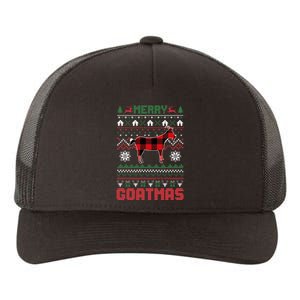 Funny Merry Goatmas Ugly Christmas Sweater Goat Santa Hat Yupoong Adult 5-Panel Trucker Hat