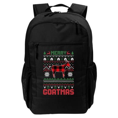 Funny Merry Goatmas Ugly Christmas Sweater Goat Santa Hat Backpack