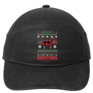 Funny Merry Goatmas Ugly Christmas Sweater Goat Santa Hat 7-Panel Snapback Hat