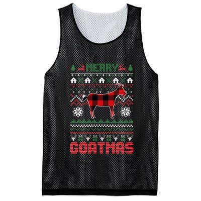 Funny Merry Goatmas Ugly Christmas Sweater Goat Santa Hat Mesh Reversible Basketball Jersey Tank