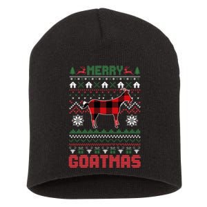 Funny Merry Goatmas Ugly Christmas Sweater Goat Santa Hat Short Acrylic Beanie