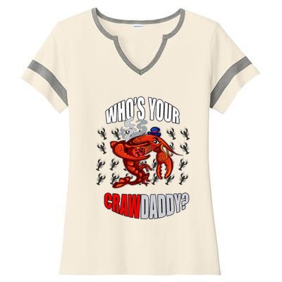 Funny Mardi Gras Whos Your Crawdaddy Crawfish Jester Beads Ladies Halftime Notch Neck Tee