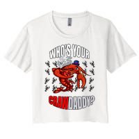 Funny Mardi Gras Whos Your Crawdaddy Crawfish Jester Beads Women's Crop Top Tee