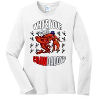 Funny Mardi Gras Whos Your Crawdaddy Crawfish Jester Beads Ladies Long Sleeve Shirt