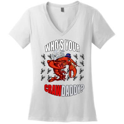 Funny Mardi Gras Whos Your Crawdaddy Crawfish Jester Beads Women's V-Neck T-Shirt