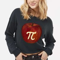 Funny Math Geek Apple Pie Pi Day Gift Cropped Pullover Crew