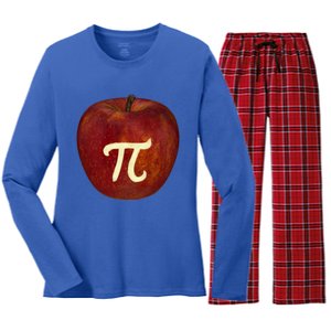 Funny Math Geek Apple Pie Pi Day Gift Women's Long Sleeve Flannel Pajama Set 