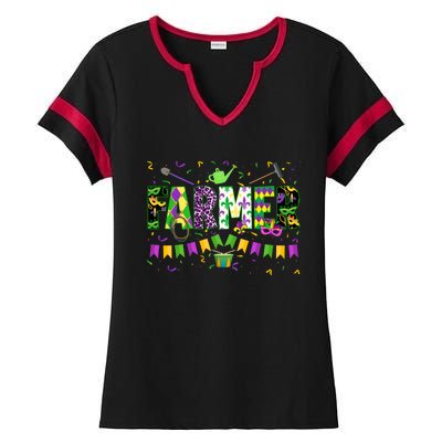 Funny Mardi Gras Farmer Carnival Parade Gift Ladies Halftime Notch Neck Tee