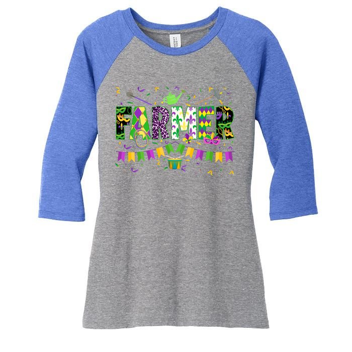 Funny Mardi Gras Farmer Carnival Parade Gift Women's Tri-Blend 3/4-Sleeve Raglan Shirt