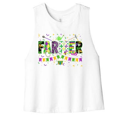 Funny Mardi Gras Farmer Carnival Parade Gift Women's Racerback Cropped Tank