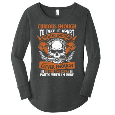 Funny Mechanic Gift Curious Skilled And Clever Car Fixing Women's Perfect Tri Tunic Long Sleeve Shirt