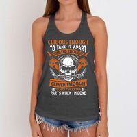 Funny Mechanic Gift Curious Skilled And Clever Car Fixing Women's Knotted Racerback Tank