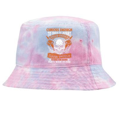 Funny Mechanic Gift Curious Skilled And Clever Car Fixing Tie-Dyed Bucket Hat