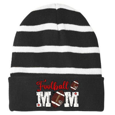 Football Mom Gift Striped Beanie with Solid Band