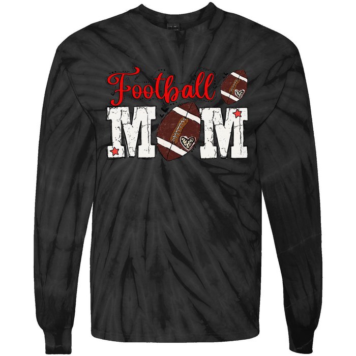 Football Mom Gift Tie-Dye Long Sleeve Shirt