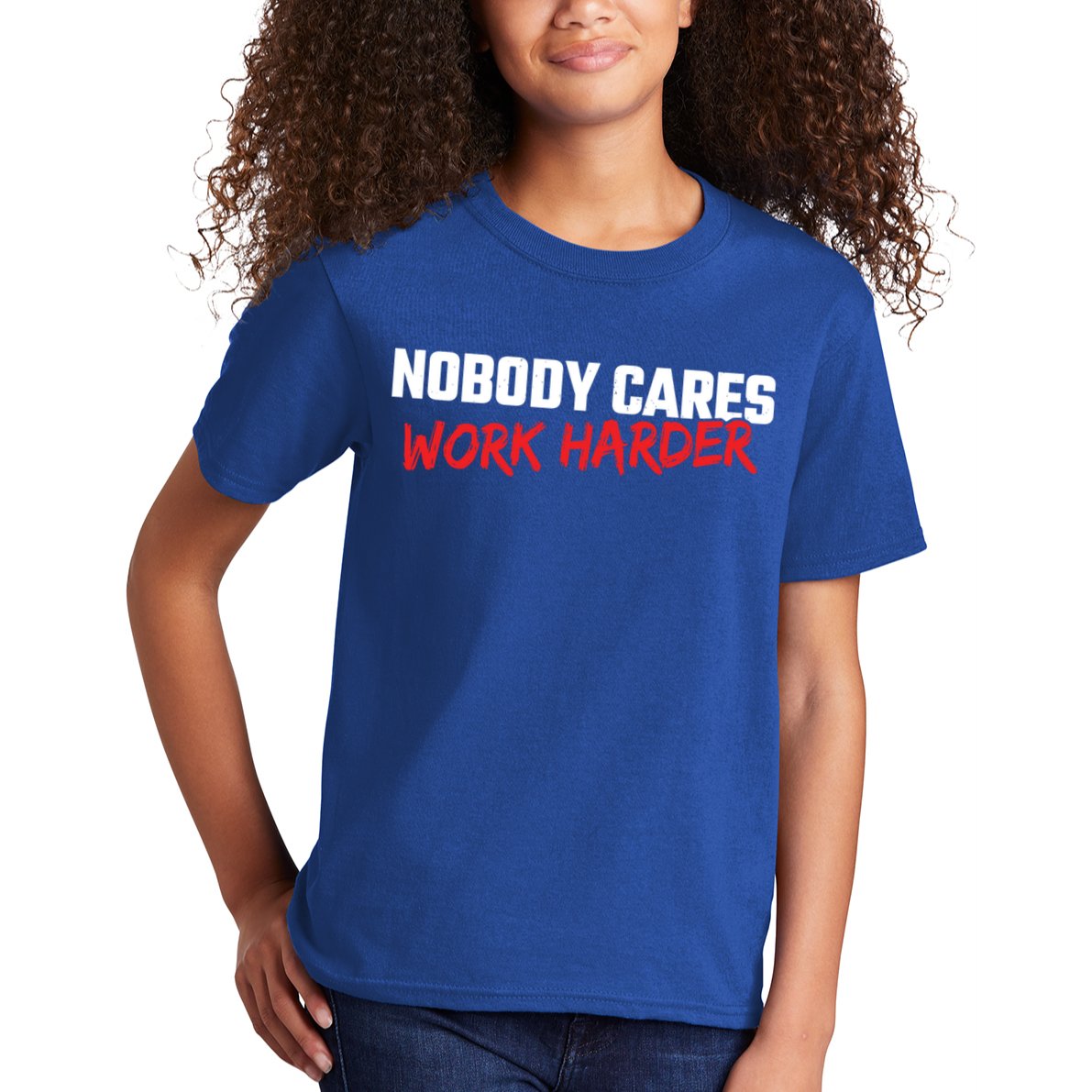 Fitness Motivation Gym Workout Nobody Cares Work Harder Gift Kids T-Shirt