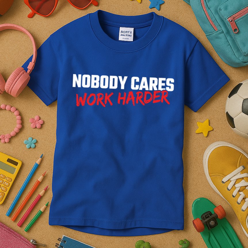 Fitness Motivation Gym Workout Nobody Cares Work Harder Gift Kids T-Shirt