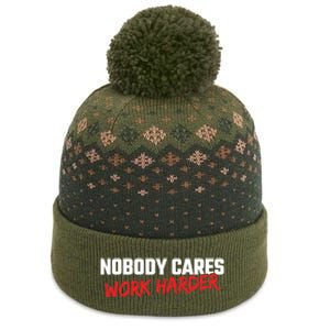 Fitness Motivation Gym Workout Nobody Cares Work Harder Gift The Baniff Cuffed Pom Beanie