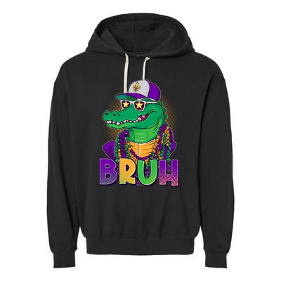 Funny Mardi Gras Bruh Alligator Garment-Dyed Fleece Hoodie