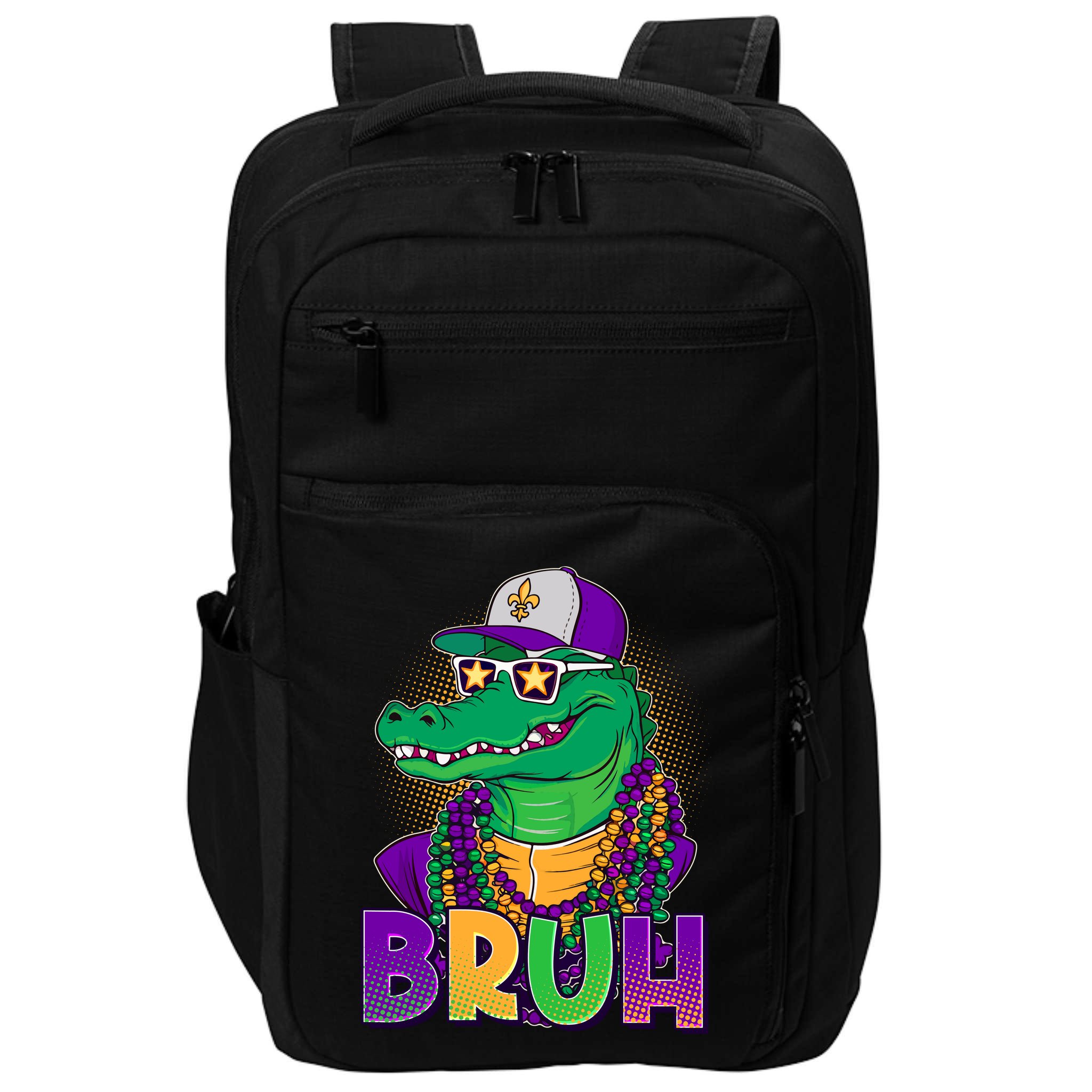 Funny Mardi Gras Bruh Alligator Impact Tech Backpack
