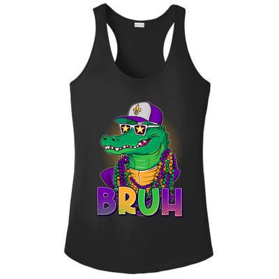 Funny Mardi Gras Bruh Alligator Ladies PosiCharge Competitor Racerback Tank