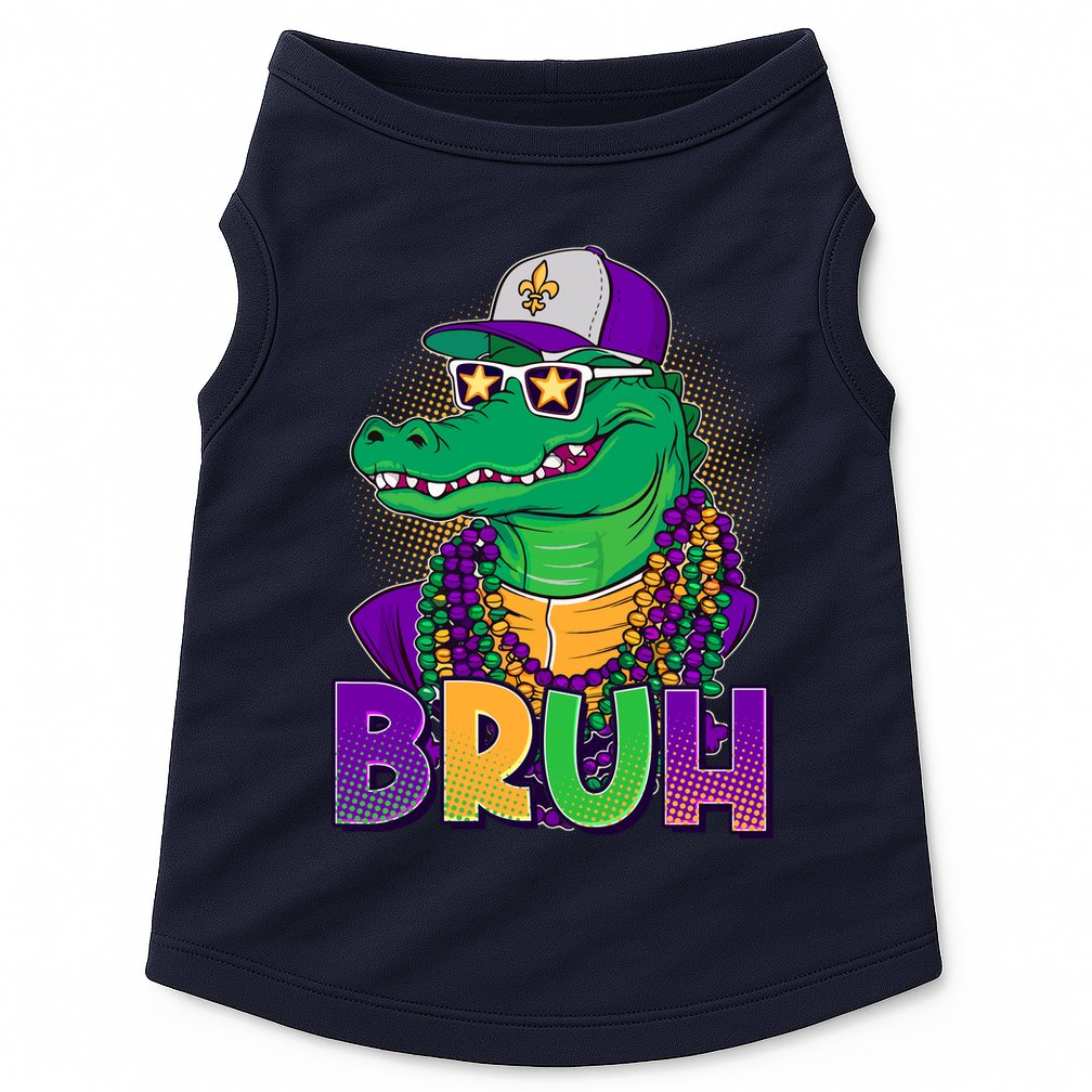 Funny Mardi Gras Bruh Alligator Doggie Tank