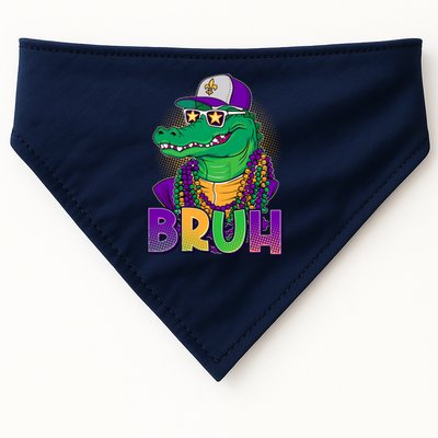 Funny Mardi Gras Bruh Alligator USA-Made Doggie Bandana
