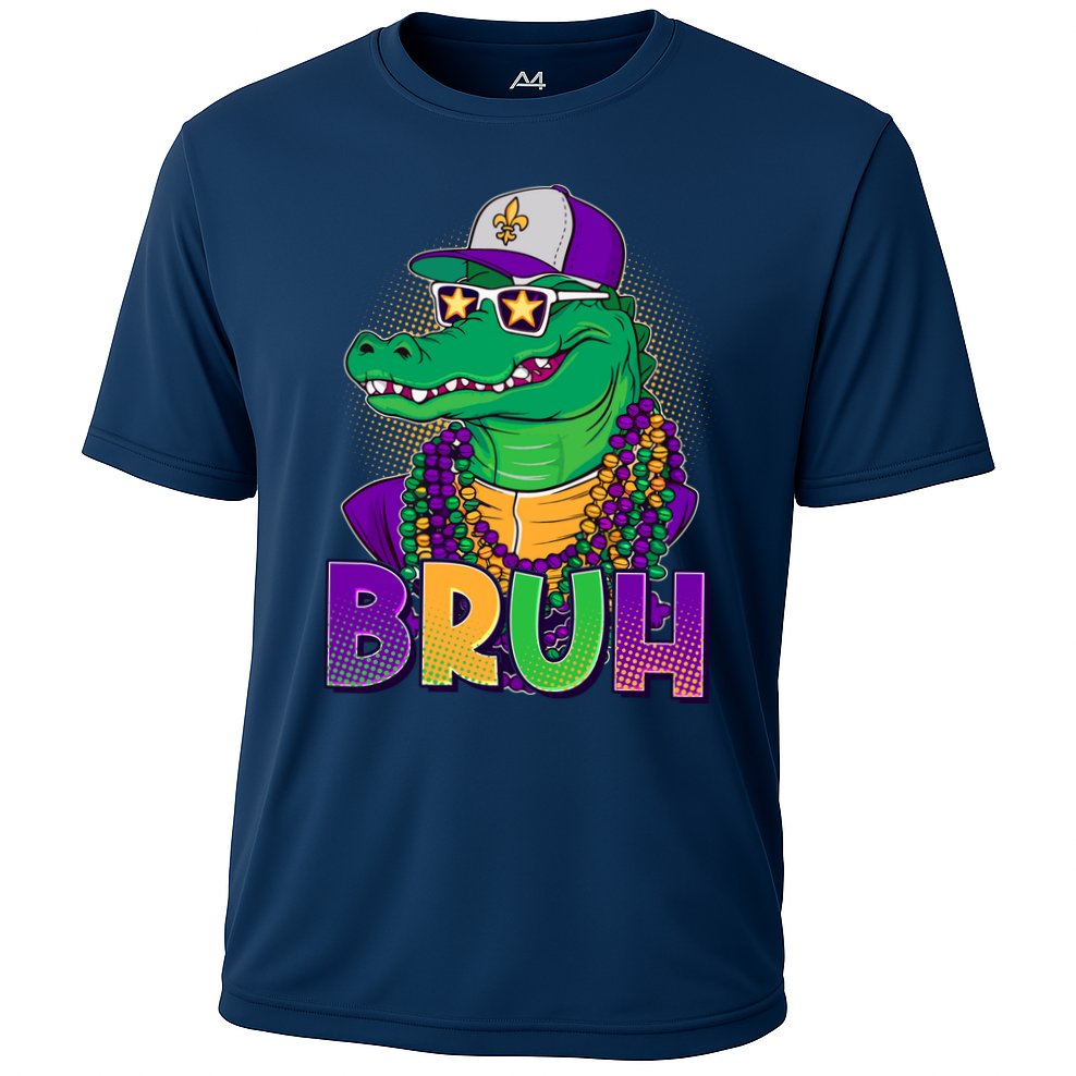 Funny Mardi Gras Bruh Alligator Cooling Performance Crew T-Shirt