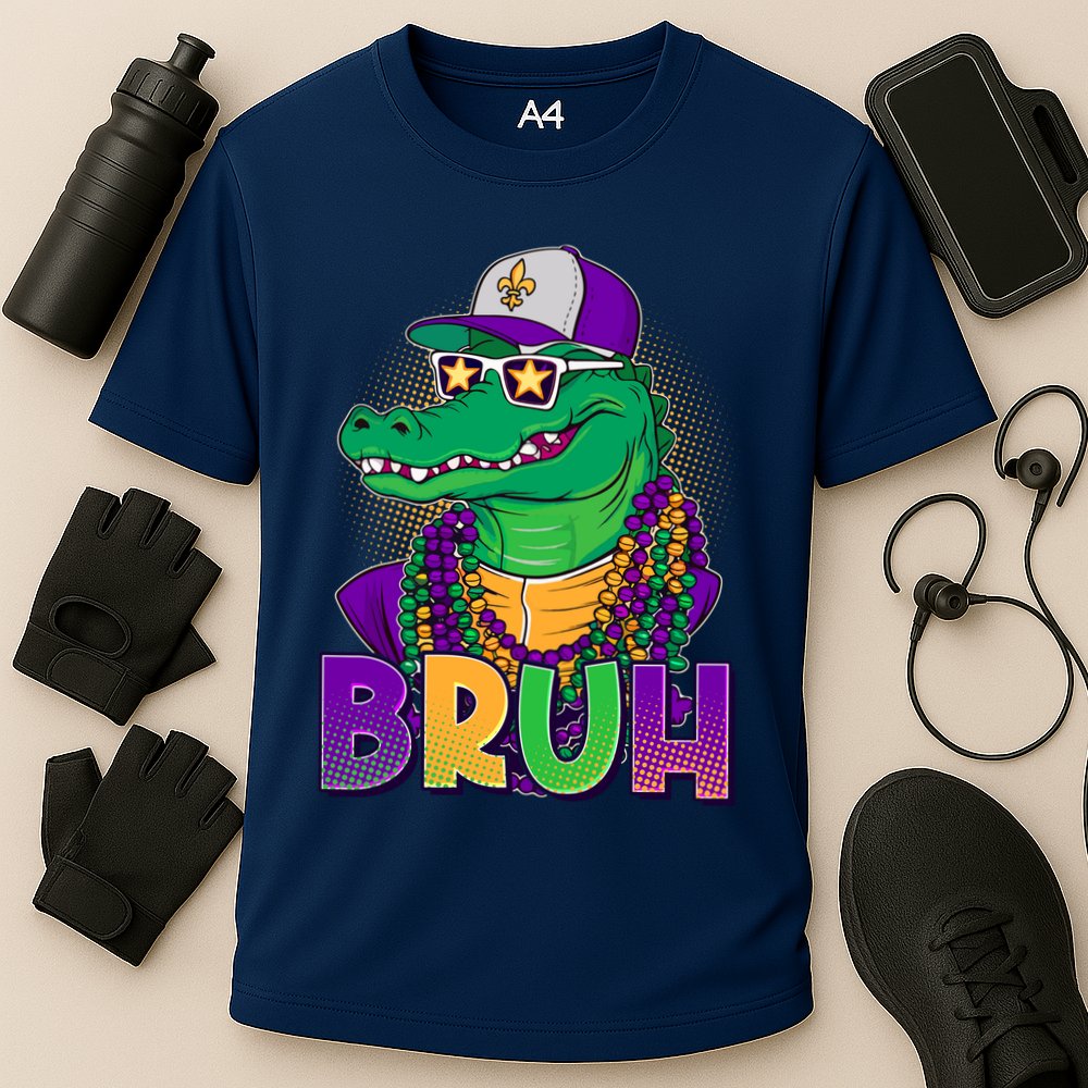 Funny Mardi Gras Bruh Alligator Cooling Performance Crew T-Shirt