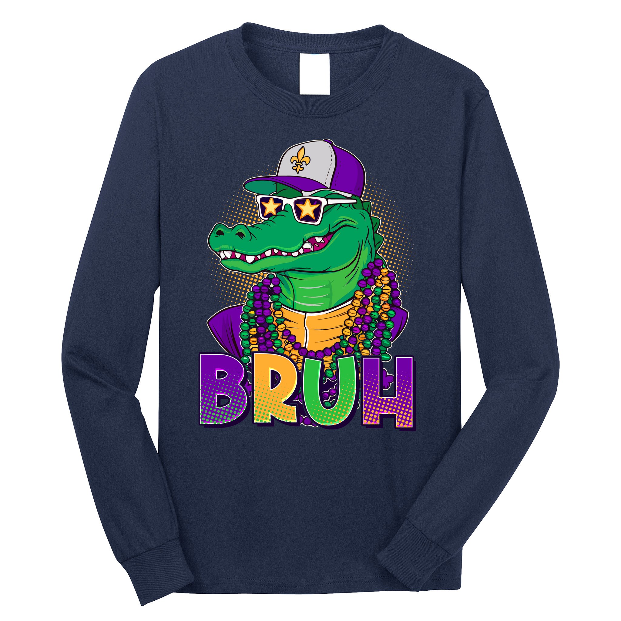 Funny Mardi Gras Bruh Alligator Long Sleeve Shirt