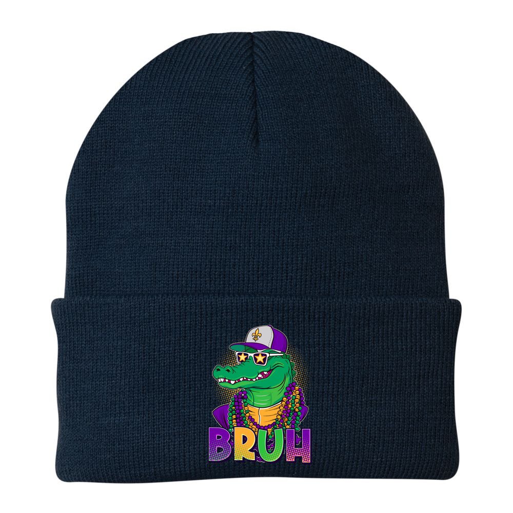 Funny Mardi Gras Bruh Alligator Beanie