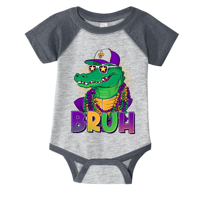 Funny Mardi Gras Bruh Alligator Infant Baby Jersey Bodysuit