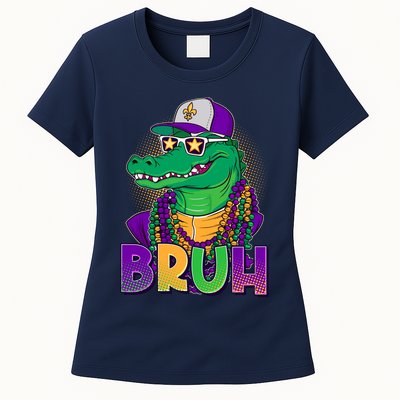 Funny Mardi Gras Bruh Alligator Womens T-Shirt