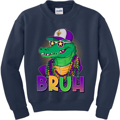 Funny Mardi Gras Bruh Alligator Kids Sweatshirt