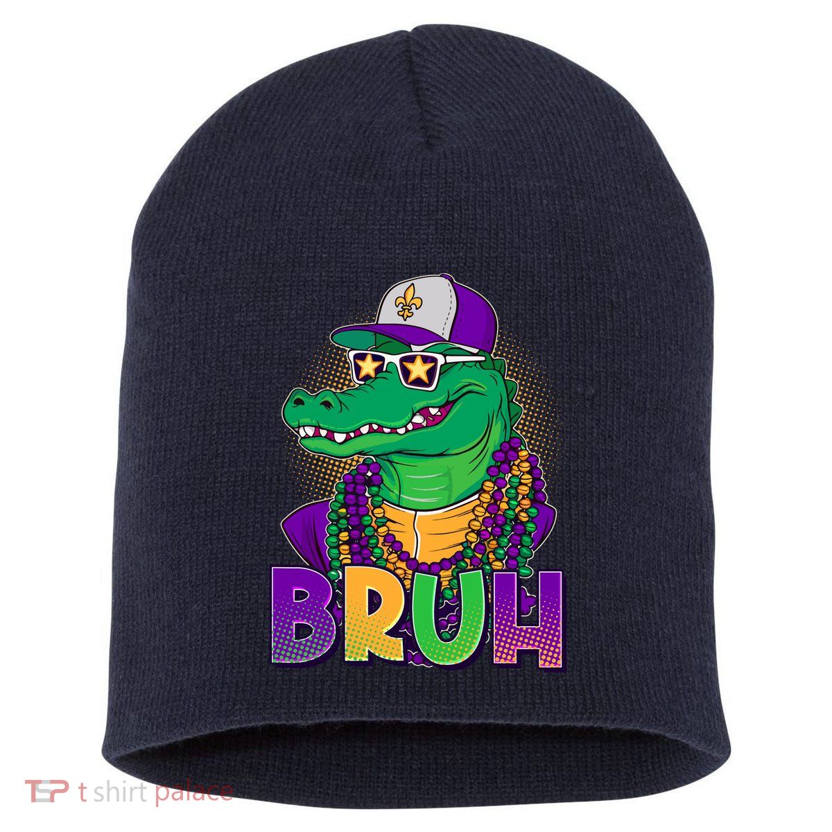 Funny Mardi Gras Bruh Alligator Short Acrylic Beanie