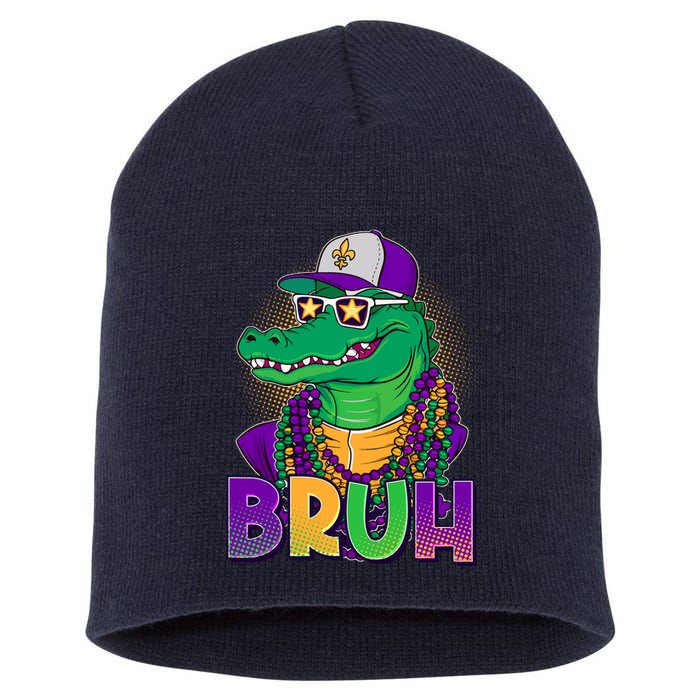 Funny Mardi Gras Bruh Alligator Short Acrylic Beanie