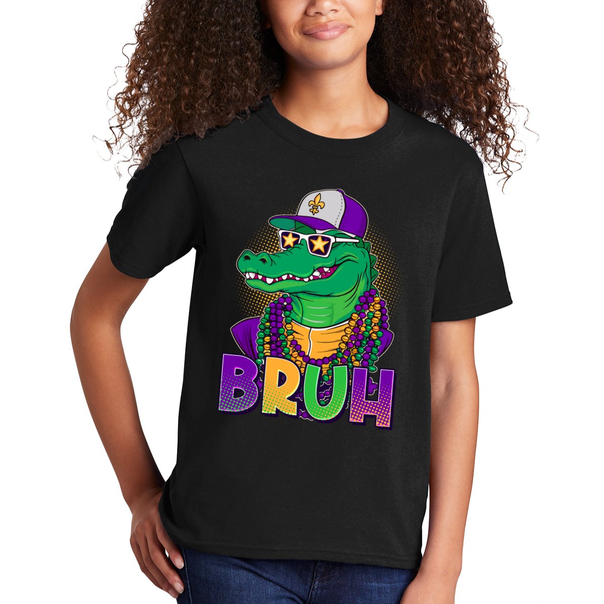 Funny Mardi Gras Bruh Alligator Kids T-Shirt