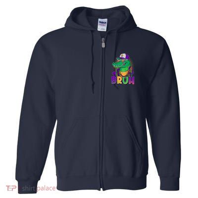 Funny Mardi Gras Bruh Alligator Full Zip Hoodie