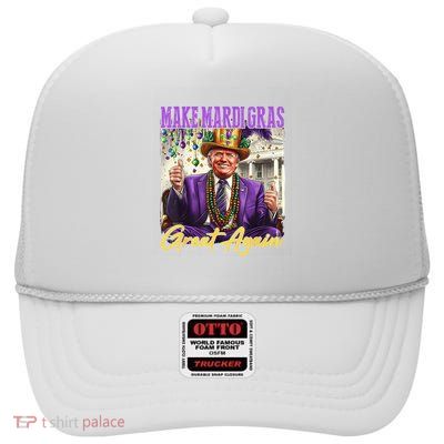 Funny Mardi Gras Donald Trump Mardi Gras American Flag High Crown Mesh Back Trucker Hat