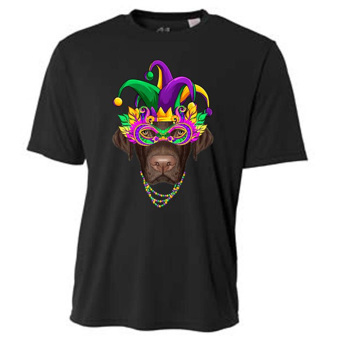 Funny Mardi Gras Labrador Dog Mardi Gras Beads Party Cooling Performance Crew T-Shirt