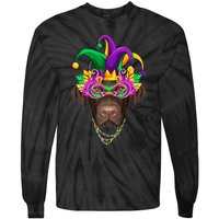 Funny Mardi Gras Labrador Dog Mardi Gras Beads Party Tie-Dye Long Sleeve Shirt